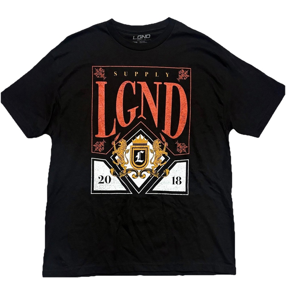 LGND Supply Co T-Shirt Mens XL Black Lions Crown Crest 2018 Graphic Tee